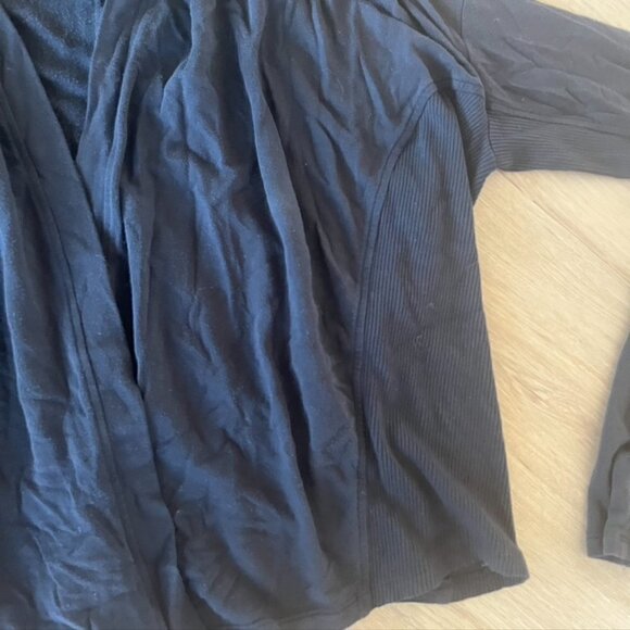ATHLETA Nirvana Black Hoodie Wrap Open Cardigan Medium - Picture 3 of 11